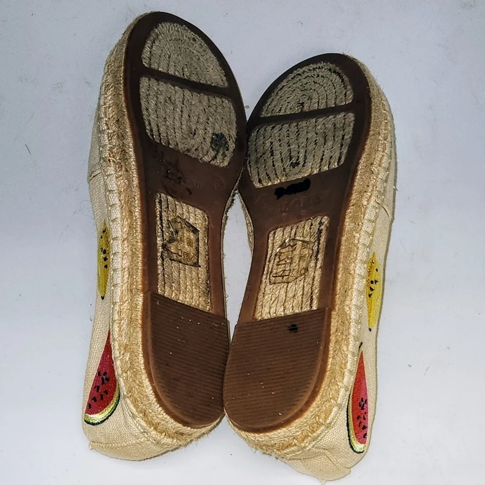 J. Crew Embroidered Fruit Salad Espadrilles In Sundried Linen Size 6